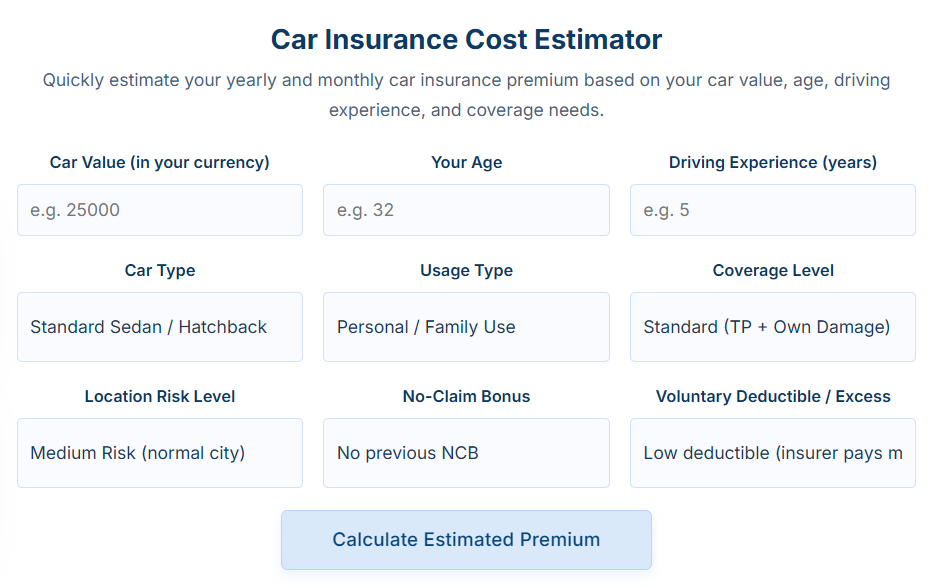 Car Insurance Calculator: Estimate Your Real Coverage Cost